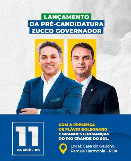 Zucco lança pré-candidatura com Flávio Bolsonaro
